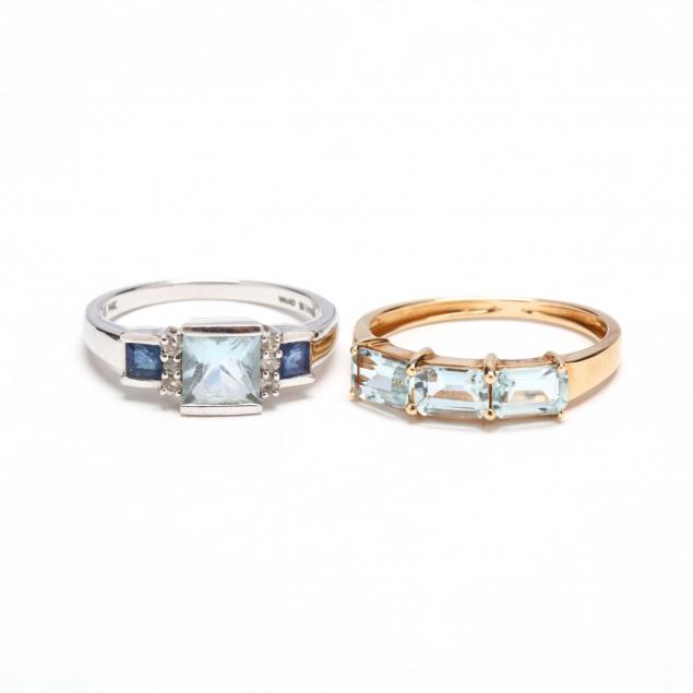 two-gold-and-aquamarine-rings