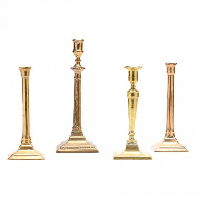 four-18th-century-brass-candlesticks