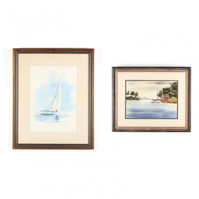 two-watercolors-featuring-sailboats-gladys-faris-and-frans-van-baars
