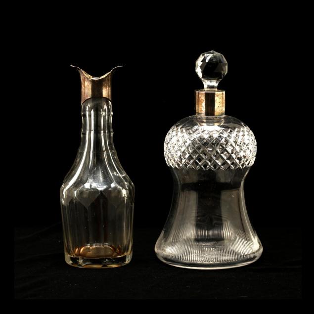 two-cut-glass-silver-decanters