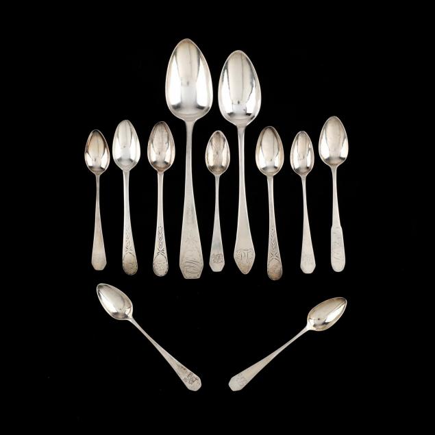 eleven-federal-period-american-coin-silver-spoons