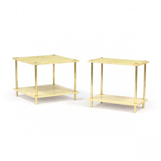 two-vellum-and-brass-occasional-tables