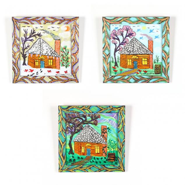 a-set-of-three-paintings-sarah-rakes-arkansas-b-1955-i-little-cabin-i