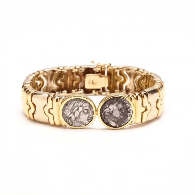 14kt-bracelet-set-with-two-roman-silver-coins