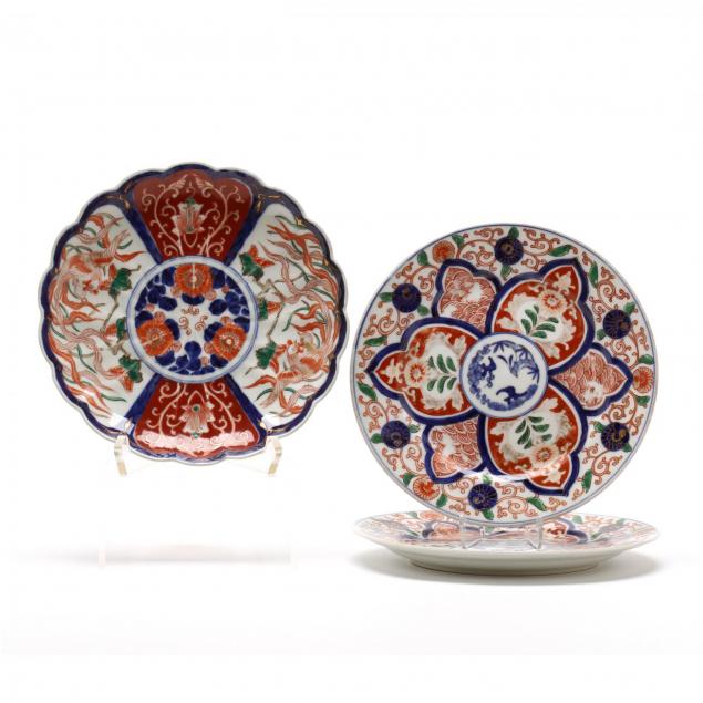 three-japanese-imari-porcelain-plates