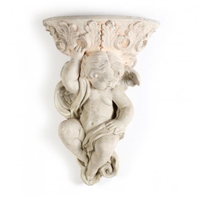 cast-stone-cupid-wall-pocket