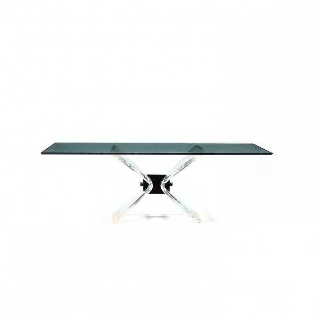 att-charles-hollis-jones-glass-and-lucite-pedestal-base-dining-table