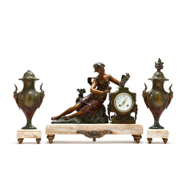 french-figural-vintage-clock-garniture-set