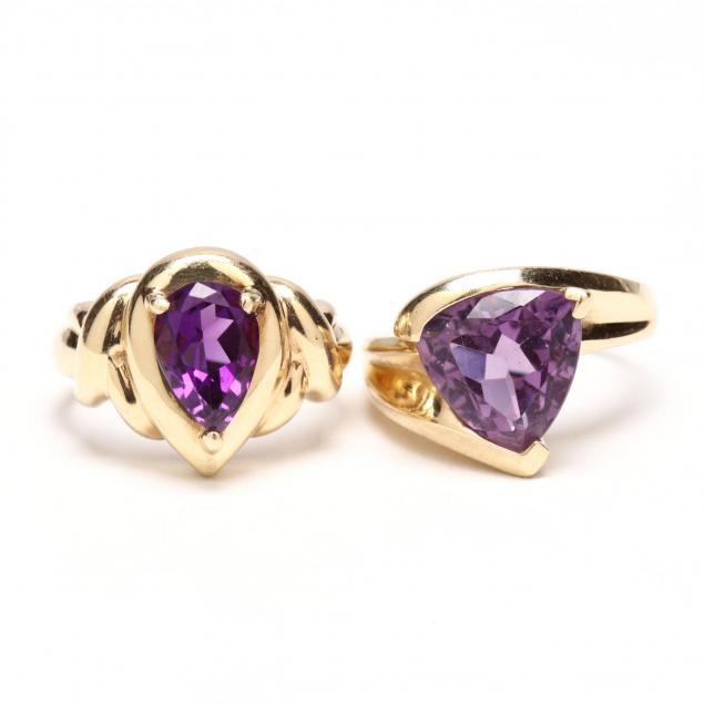 two-14kt-gold-and-amethyst-rings