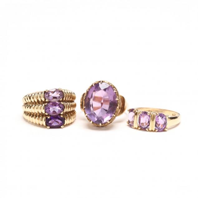 three-14kt-gold-and-amethyst-rings
