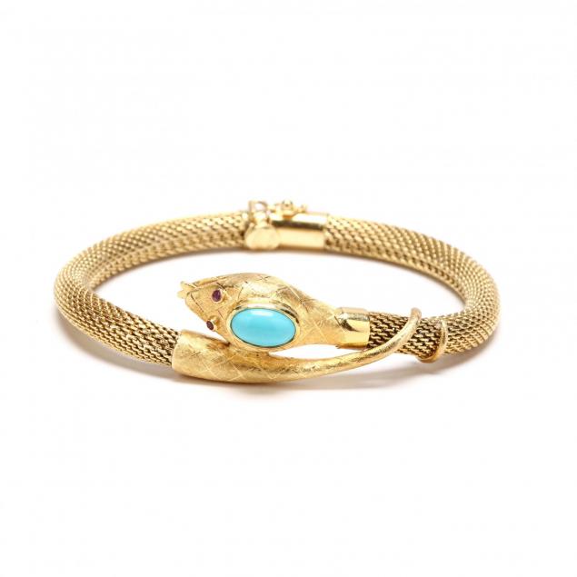 18kt-gold-and-turquoise-serpent-bracelet-italian