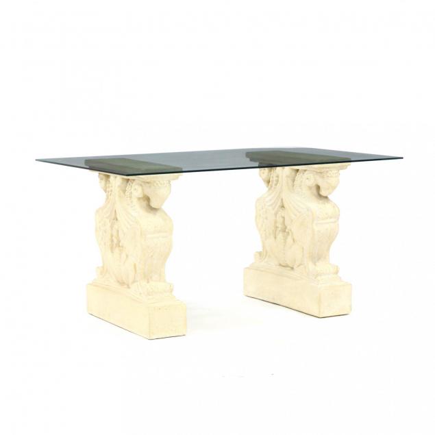 architectural-glass-and-cast-stone-console-table