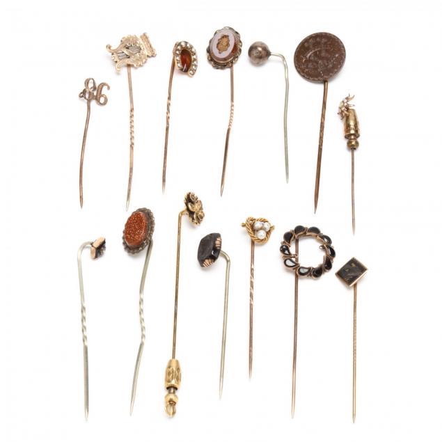 group-of-vintage-and-antique-stickpins