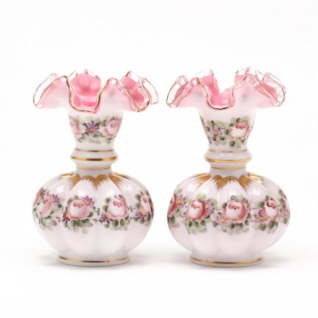 pair-of-painted-art-glass-vases