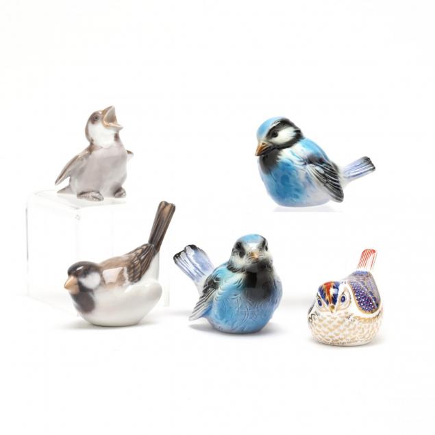 a-collection-of-five-porcelain-birds