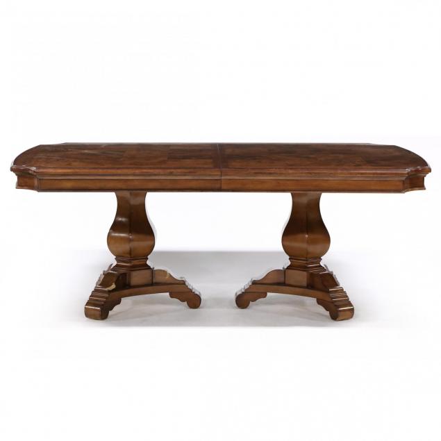 contemporary-parquetry-inlaid-double-pedestal-dining-table