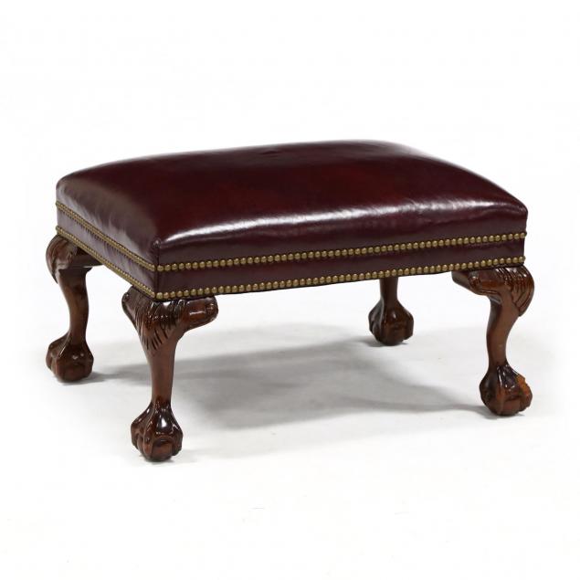 chippendale-style-leather-ottoman