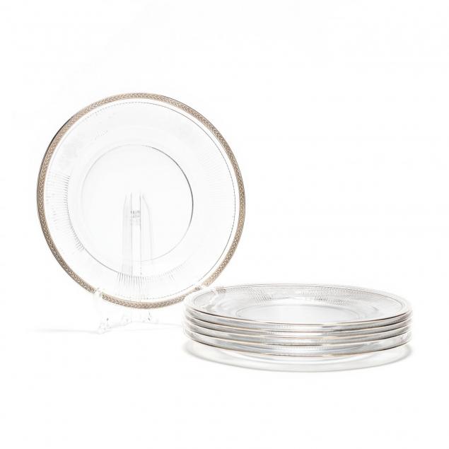a-set-of-six-glass-dessert-plates-with-sterling-silver-rims
