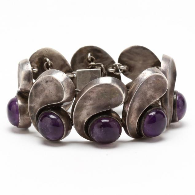 mexican-silver-and-amethyst-bracelet-antonio-pineda-1919-2009