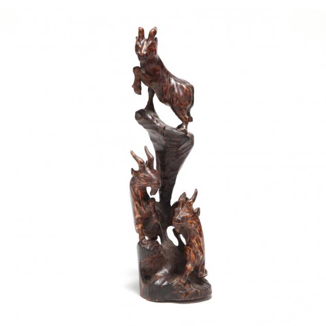 chinese-carved-wood-goat-sculpture