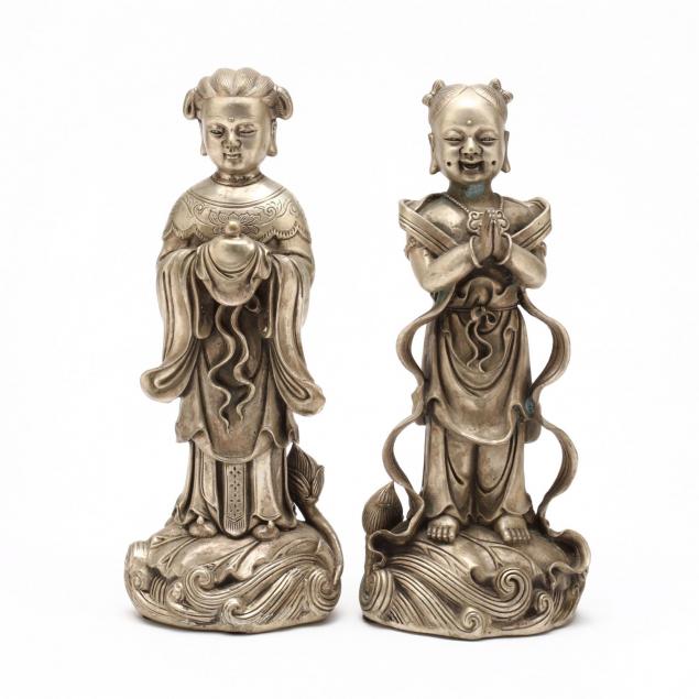 a-pair-of-chinese-silvered-brass-statues