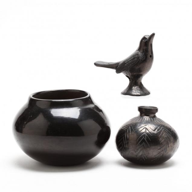 three-pieces-of-blackware-pottery