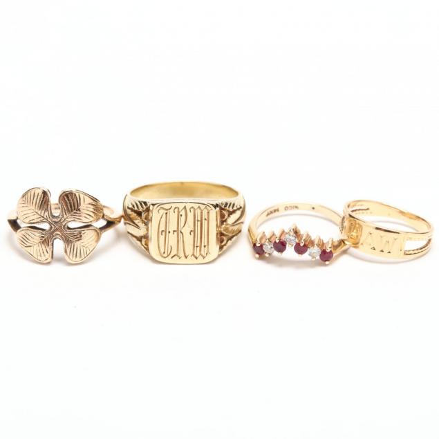 four-14kt-gold-rings