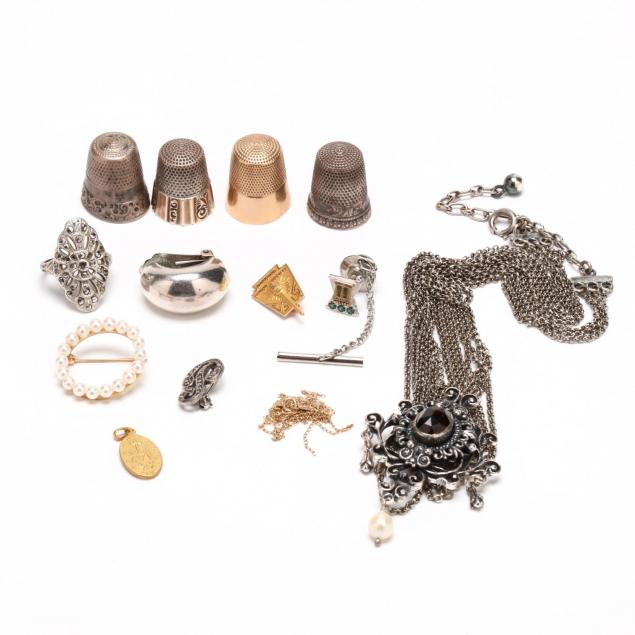 group-of-gold-and-sterling-silver-jewelry