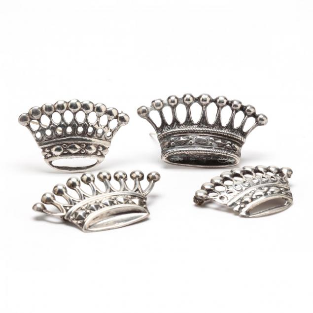 four-sterling-silver-crown-brooches