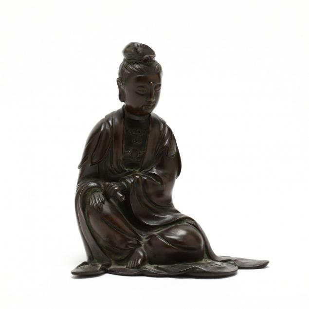 a-bronze-of-a-seated-guanyin