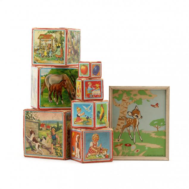 a-set-of-child-s-nesting-blocks-and-a-disney-i-bambi-i-print