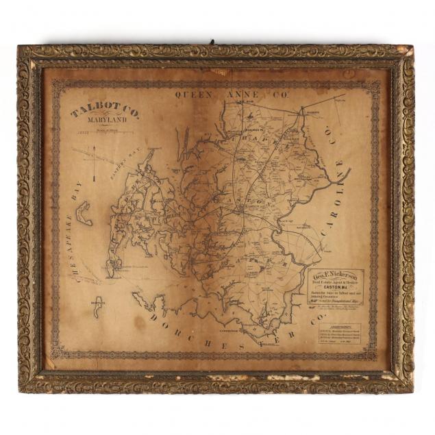 an-antique-framed-map-of-talbot-co-maryland