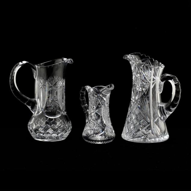 3-pc-american-brilliant-cut-glass-pitchers