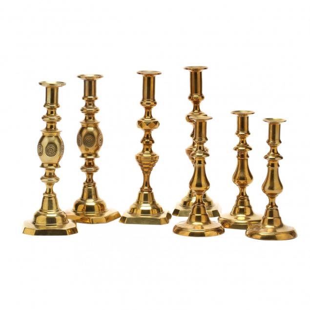 set-of-seven-19th-century-brass-candlesticks