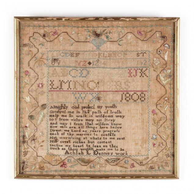 antique-needlework-sampler-american