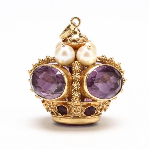 18kt-gold-amethyst-and-pearl-pendant