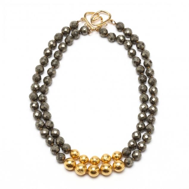 two-strand-pyrite-and-vermeil-bead-necklace