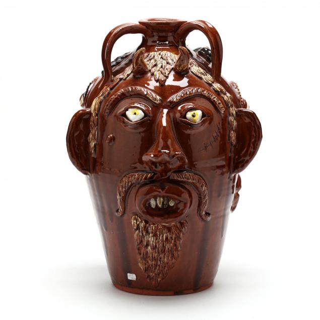 nc-folk-pottery-albert-hodge-triple-face-jug
