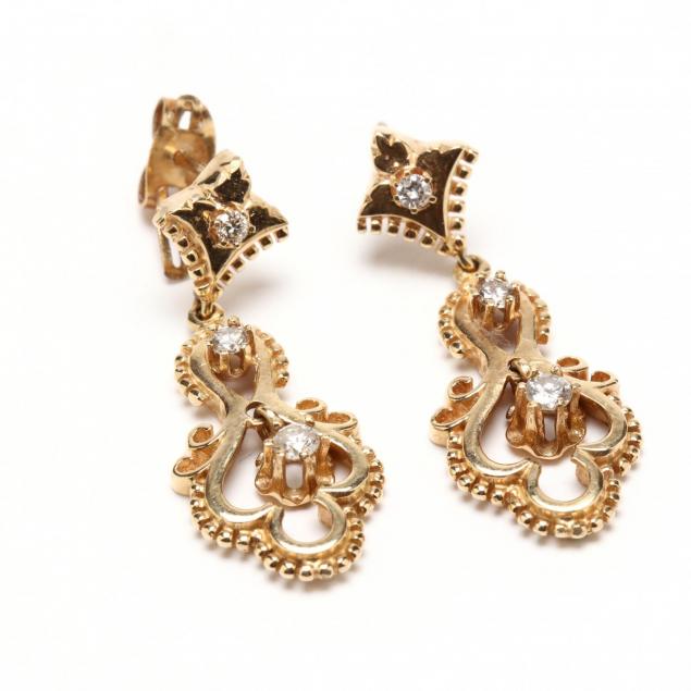 pair-of-14kt-gold-and-diamond-pendant-earrings