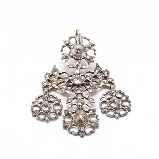 georgian-sterling-silver-and-diamond-filigree-pendant