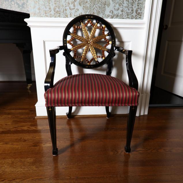 regency-style-black-lacquered-arm-chair