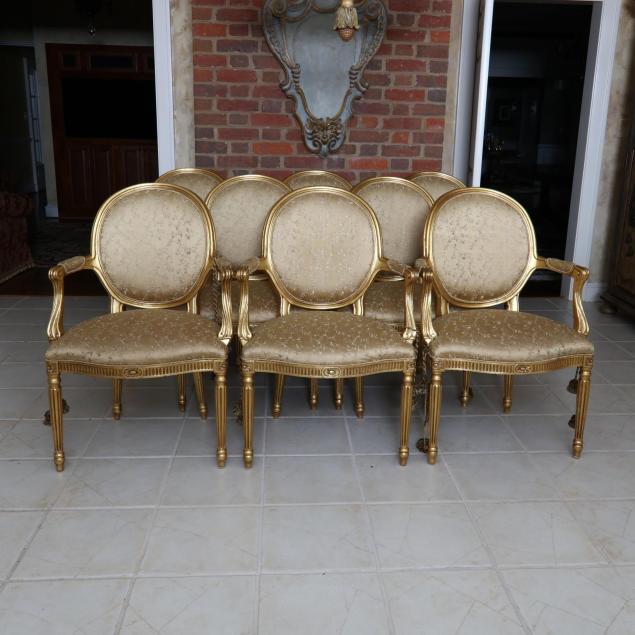 hickory-chair-set-of-eight-louis-xvi-style-gilt-dining-chairs