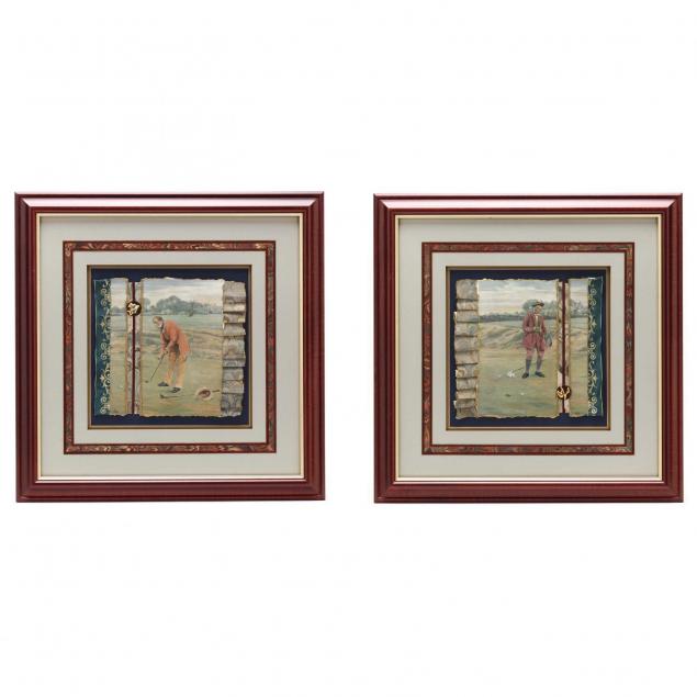 two-decorative-printed-assemblages-of-golfers