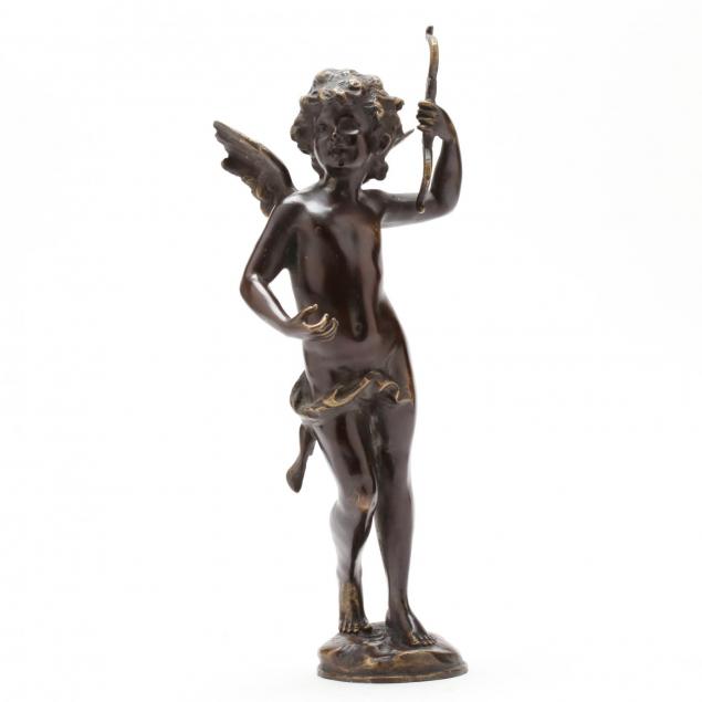 bronze-tone-sculpture-of-a-cupid