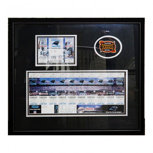 a-framed-suite-of-carolina-panthers-2003-season-tickets