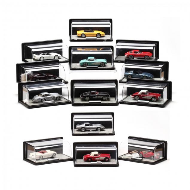 13-franklin-mint-precision-model-cars-in-display-cases