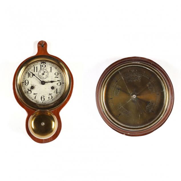 seth-thomas-ship-s-clock-and-an-english-aneroid-barometer