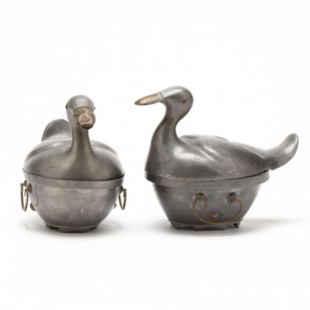 a-pair-of-chinese-pewter-duck-containers