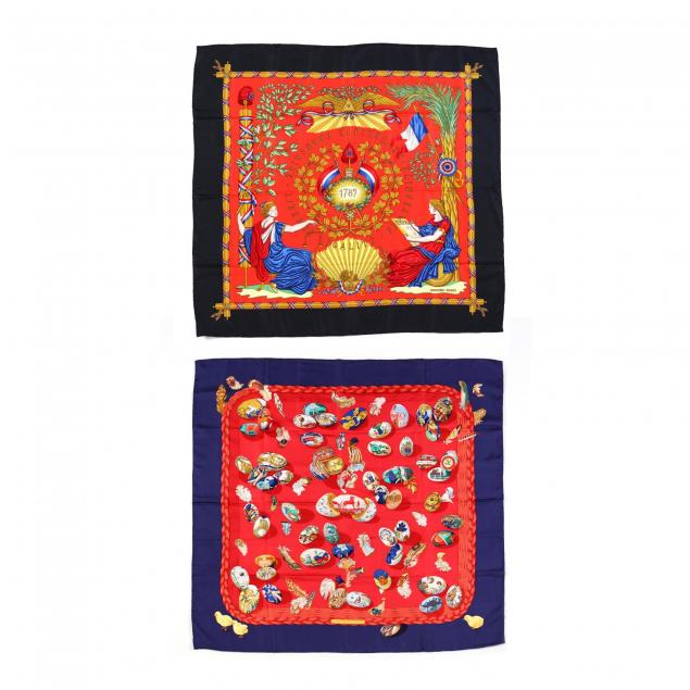 two-silk-scarves-red-colorway-hermes
