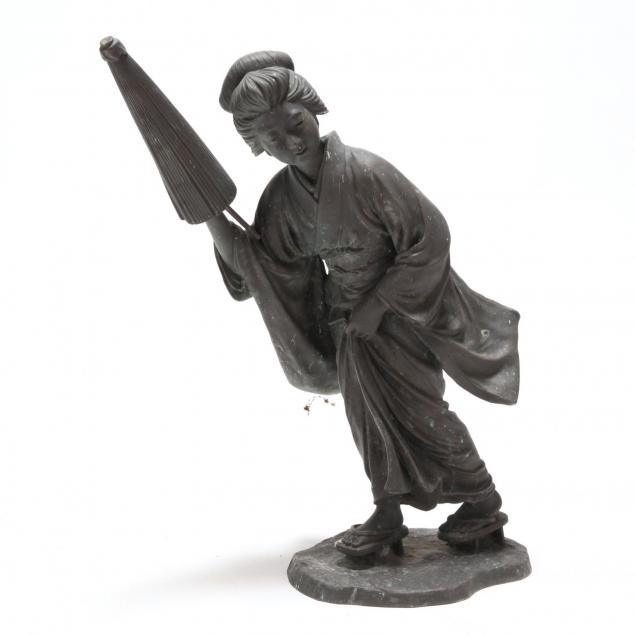 cast-bronze-figure-of-a-geisha